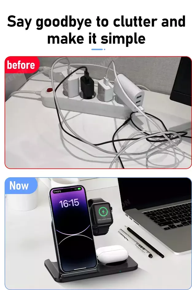 Carregador Turbo por Indução Inteligente - PowerDoc 3 em 1