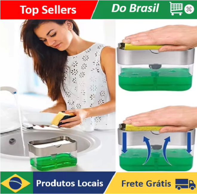 Dispenser para detergente 2 em 1 - Com Bucha!